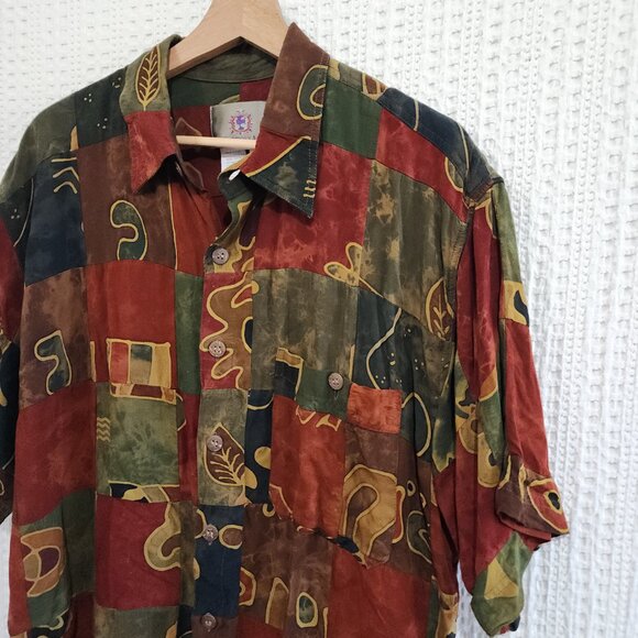 The Territory Ahead Vintage Abstract Earthtone Colors Button Down Shirt Large - Picture 7 of 12